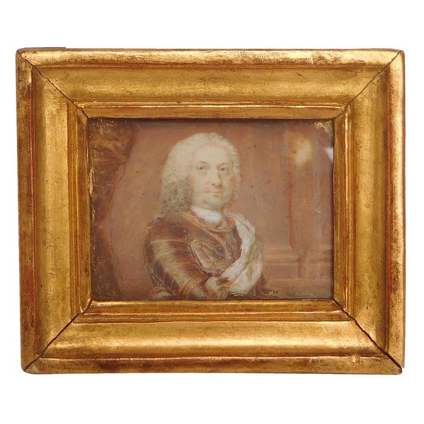 Miniature painting on ivory, presumed portrait of King of Poland Stanislas Leszczynski circa 1720