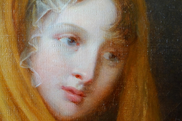 Portrait de vestale d'époque Empire - école Française néoclassique, huile sur toile