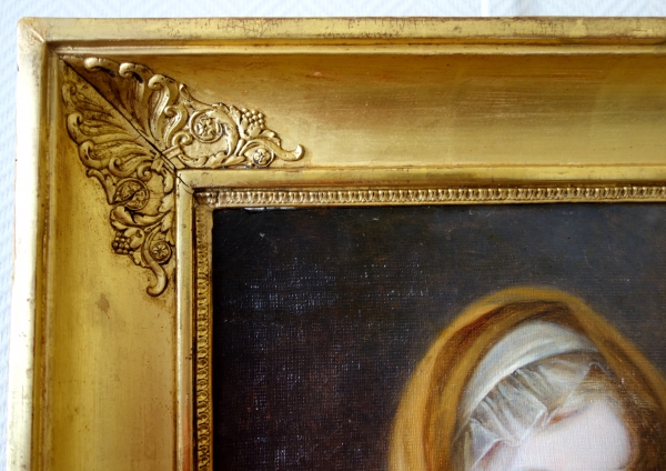 Portrait de vestale d'époque Empire - école Française néoclassique, huile sur toile