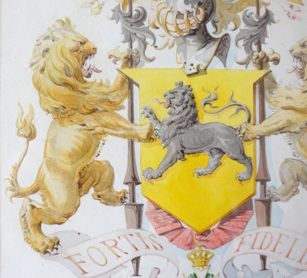 Stern - Paris : watercolor heraldic coat of arms project for a Marquis