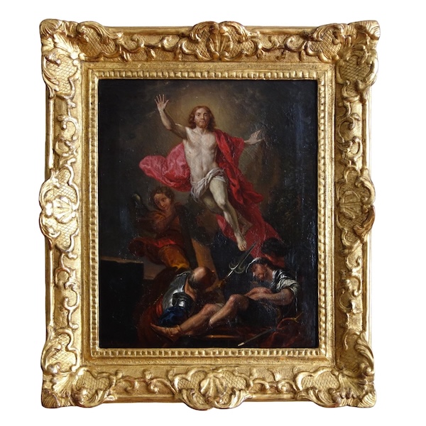 Christ Resurrection after Van Loo, oil on canvas, Louis XIV gilt wood frame