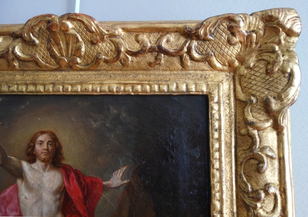 Christ Resurrection after Van Loo, oil on canvas, Louis XIV gilt wood frame