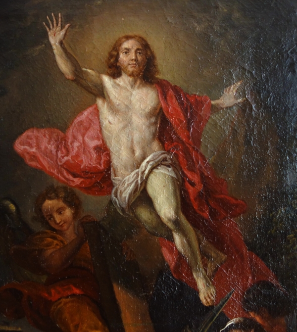 Christ Resurrection after Van Loo, oil on canvas, Louis XIV gilt wood frame