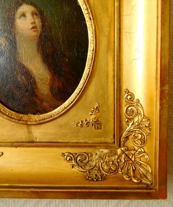 Early 19th century French school, oil on panel, portrait of Saint Mary Magdalene
