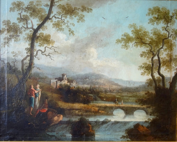 18th century French school : large pastoral scene, follower of Jean-Baptiste Claudot