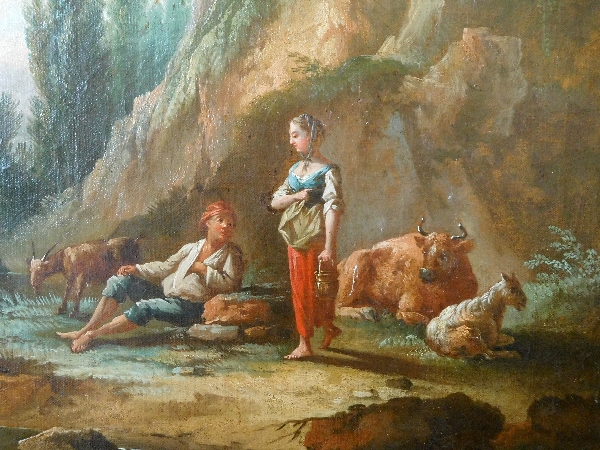 Ecole Française du XVIIIe siècle : scène pastorale, suiveur de Jean-Baptiste Claudot