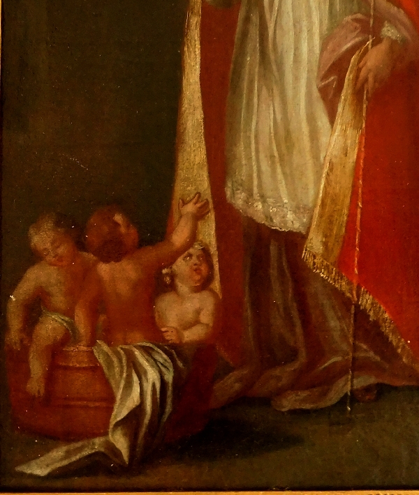 18th century French school : Saint Nicholas, oil on canvas