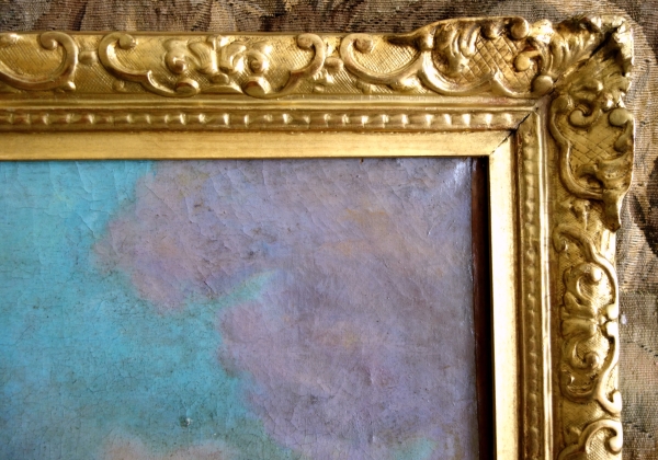 Ecole Française du XVIIIe siècle, scène de chasse à courre - le Bât l'Eau - HST 90cm x 74cm