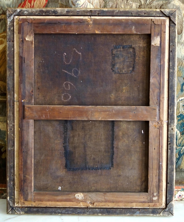 Ecole Française du XVIIIe siècle, scène de chasse à courre - le Bât l'Eau - HST 90cm x 74cm