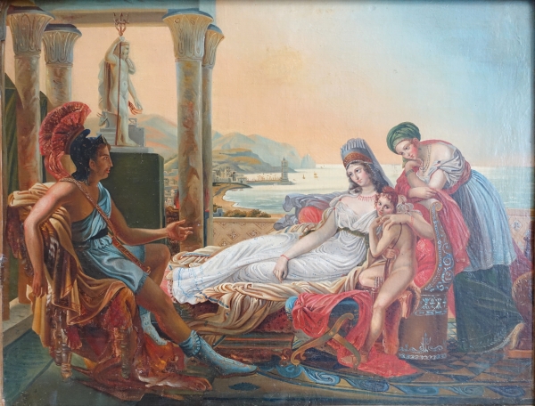 Aeneas telling Dido about the misfortunes of Troy - 19th century oil on canvas - 98cm x 79cm