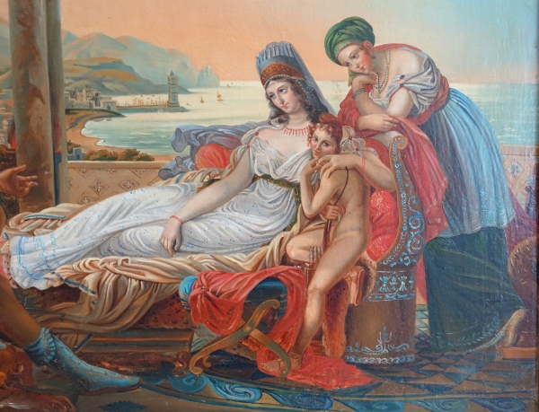 Aeneas telling Dido about the misfortunes of Troy - 19th century oil on canvas - 98cm x 79cm