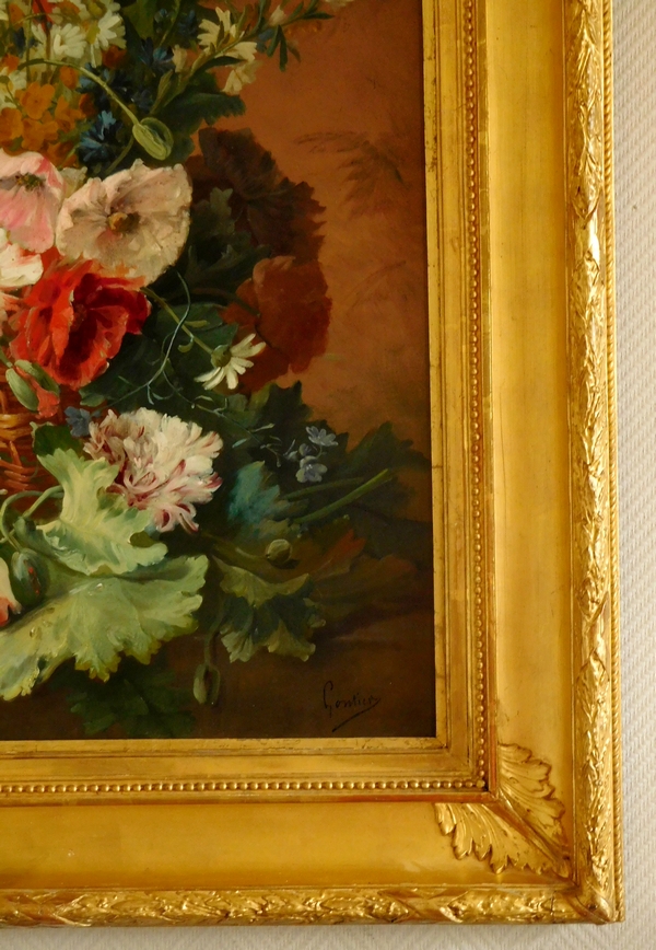 Large flowers painting - oil on canvas signed Clement Gontier - circa 1900 - 91cm x 108cm