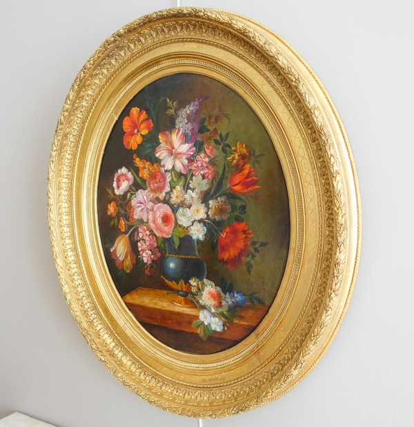 Ecole du XVIIIe siècle, suiveur de Vallayer Coster, tableau de fleurs, huile sur toile - 84cm x 97cm