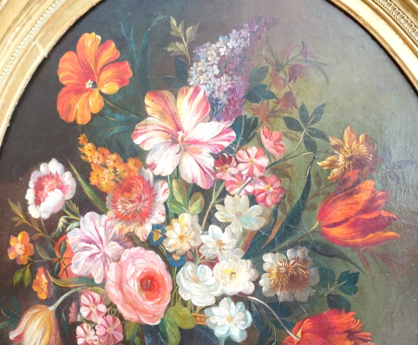 18th century French school, follower of Vallayer Coster : bouquet of flowers, oil on canvas - 84cm x 97cm