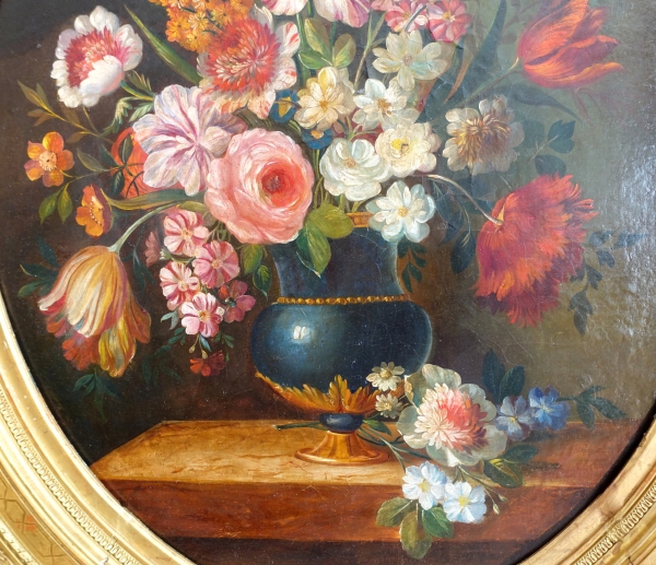 18th century French school, follower of Vallayer Coster : bouquet of flowers, oil on canvas - 84cm x 97cm