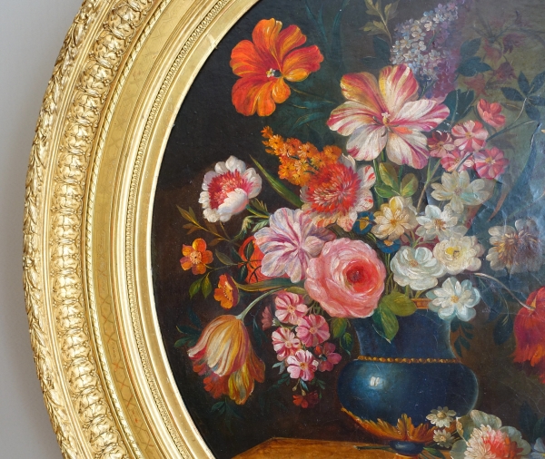 18th century French school, follower of Vallayer Coster : bouquet of flowers, oil on canvas - 84cm x 97cm