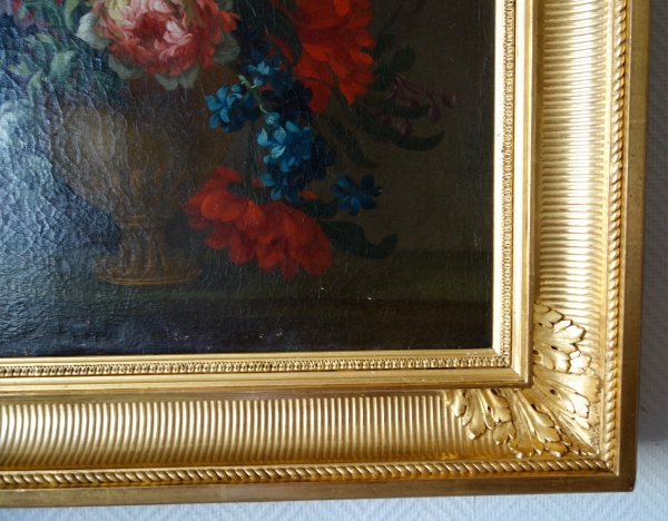 Ecole Française du XIXe siècle : tableau de fleurs vers 1800 - 81,5cm x 70,5cm