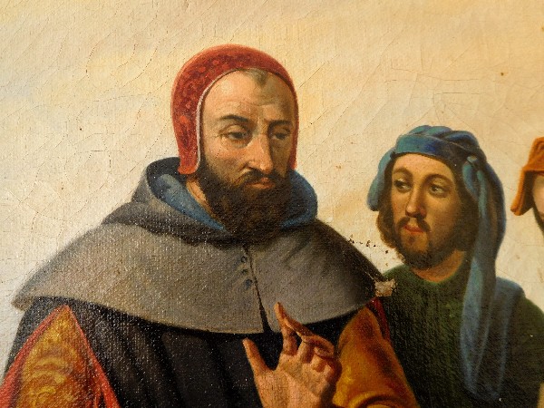 Ecole du XIXe siècle, grande huile sur toile : Cimabue et Giotto ou l'enfance de Giotto