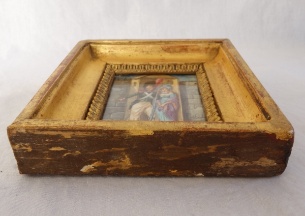 Miniature picture of a grenadier and beautiful lady - gouache - early 19th century