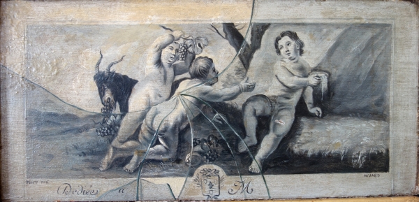 CF Nivard : trompe-l'oeil painting simulating broken glass - oil on panel, 18th century - 48,5cm x 27,5cm