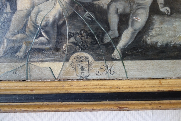 CF Nivard : tableau trompe l'oeil à la vitre cassée, huile sur panneau XVIIIe siècle - 48,5cm x 27,5cm