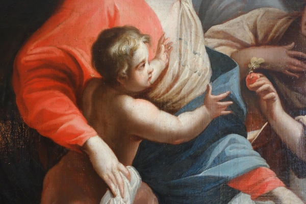 Virgin Mary and Child served by an angel after S. Vouet - 18th century - 110cm x 95cm