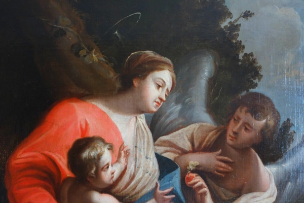 Virgin Mary and Child served by an angel after S. Vouet - 18th century - 110cm x 95cm