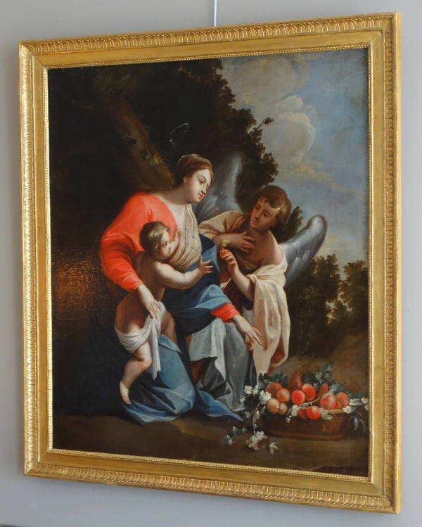 Virgin Mary and Child served by an angel after S. Vouet - 18th century - 110cm x 95cm