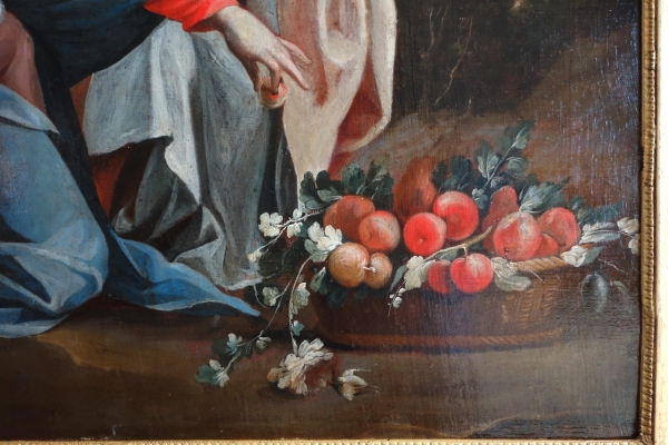 Virgin Mary and Child served by an angel after S. Vouet - 18th century - 110cm x 95cm