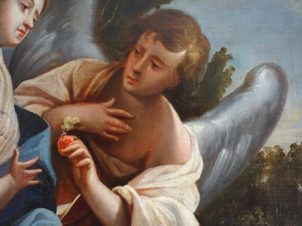 Virgin Mary and Child served by an angel after S. Vouet - 18th century - 110cm x 95cm