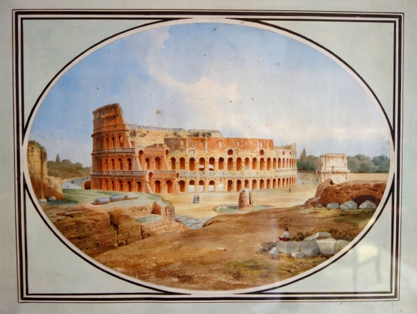 Victor-Jean Nicolle : view of the Coliseum in Roma, late 18th century watercolour