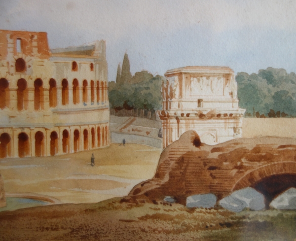 Victor-Jean Nicolle : view of the Coliseum in Roma, late 18th century watercolour