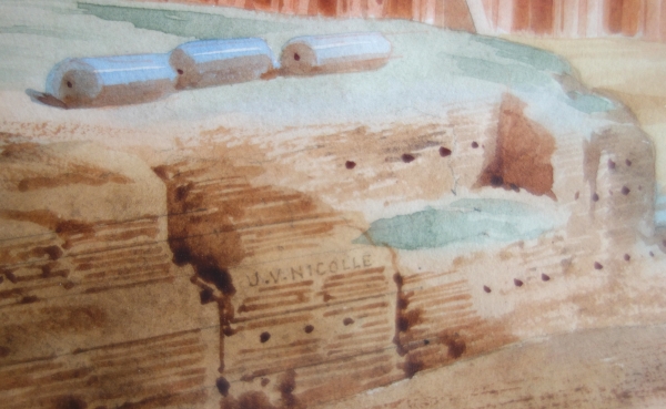 Victor-Jean Nicolle : view of the Coliseum in Roma, late 18th century watercolour