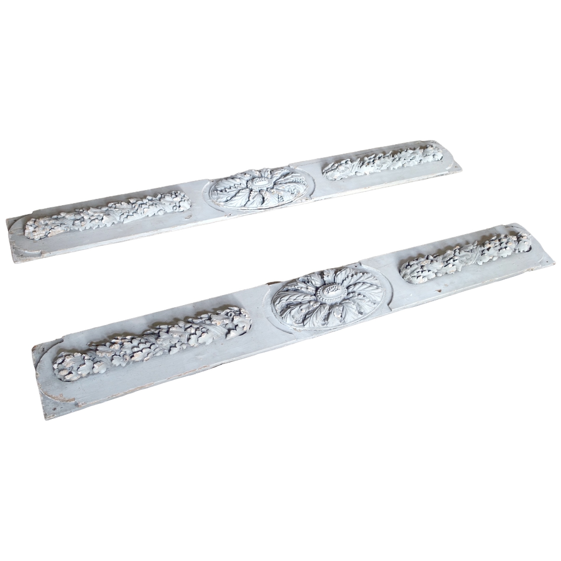 Paire de panneaux de boiserie d'époque Louis XVI pour plafond, poutre ou usage mural - XVIIIe siècle