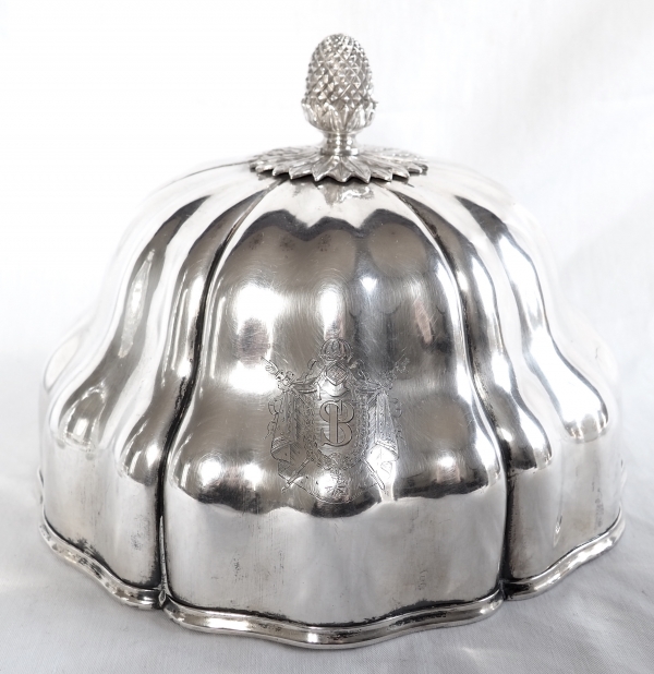 Détail — Cloche aux Armes Impériales par Christofle, métal argenté - époque Napoléon III
