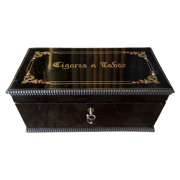 Coffret boîte à cigares en marqueterie Boulle d'époque Napoleon III