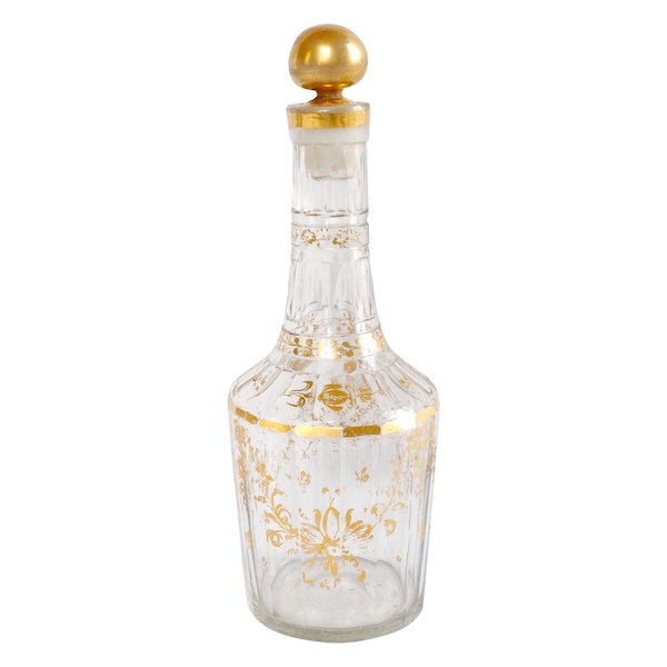 Carafe d'époque Louis XVI en verre taillé et doré - XVIIIe siècle