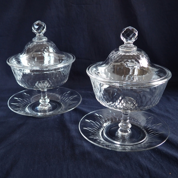 Détail — Paire de drageoirs en cristal de Baccarat, modèle Champigny Richelieu