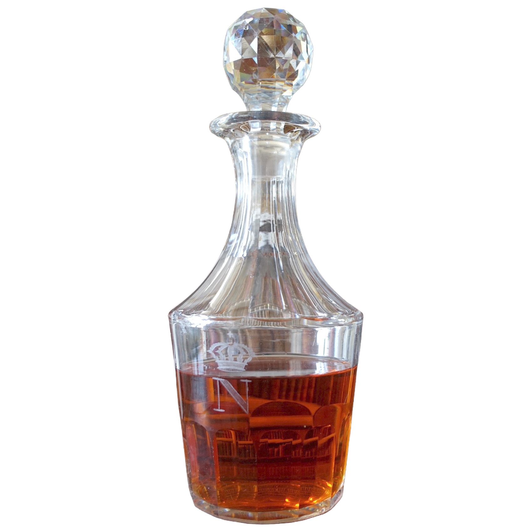 Carafe à cognac / whisky du service Impérial en cristal de Baccarat : N & couronne de Napoléon III