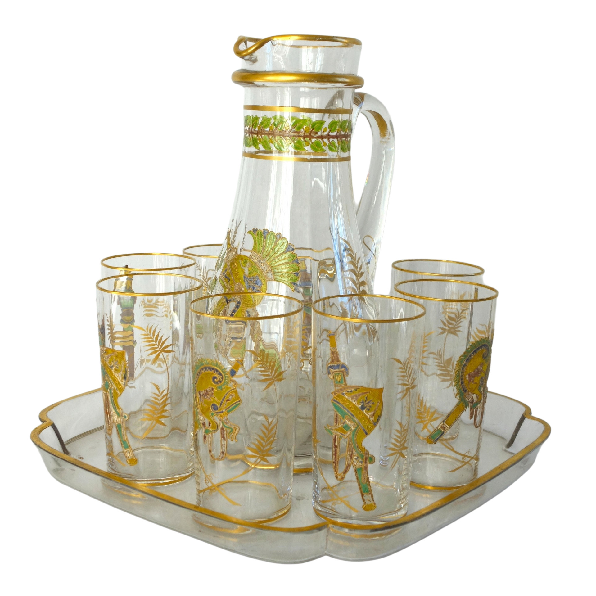 Service à bière à l'étrusque en cristal de Baccarat émaillé et doré, vers 1900