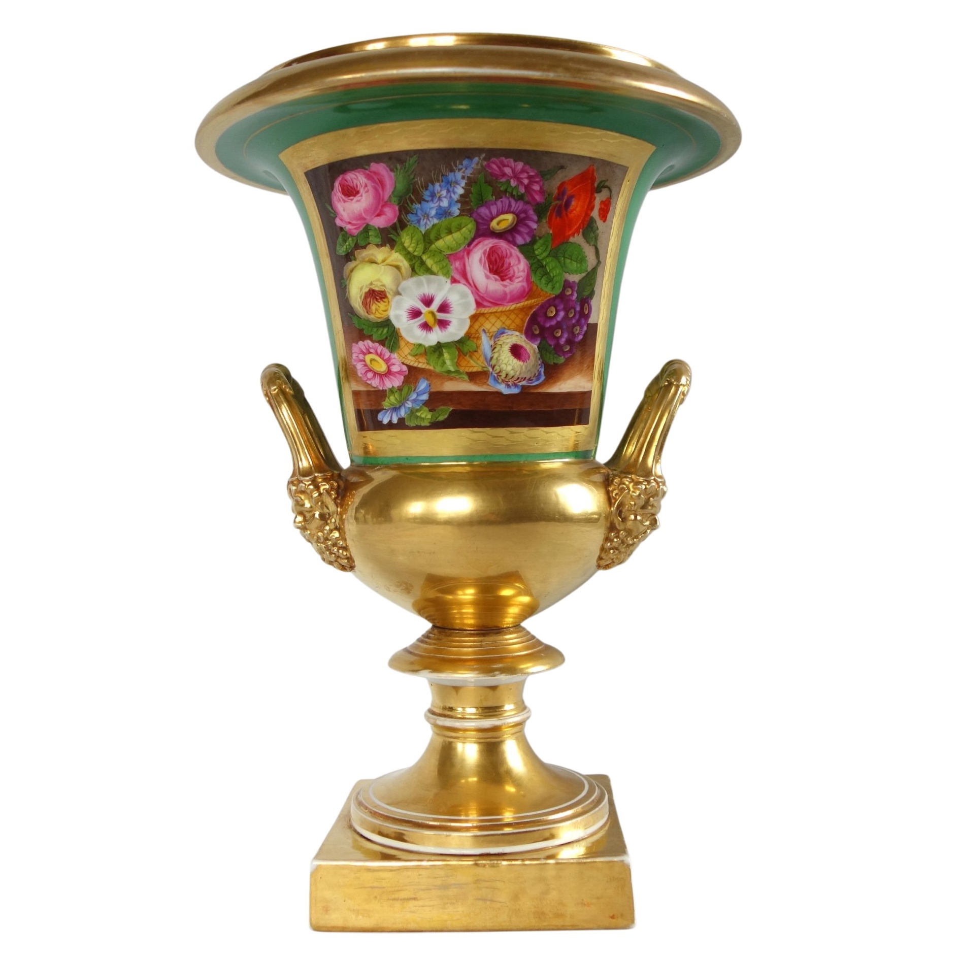 Grand vase Medicis en porcelaine de Paris - style Empire d'époque Restauration - 29cm