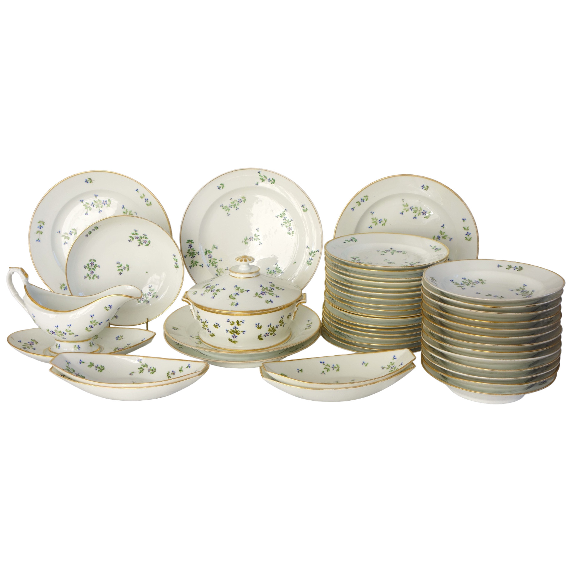 Manufacture Dihl et Guerhard : service de table aux Barbeaux - 43 pièces - époque Empire