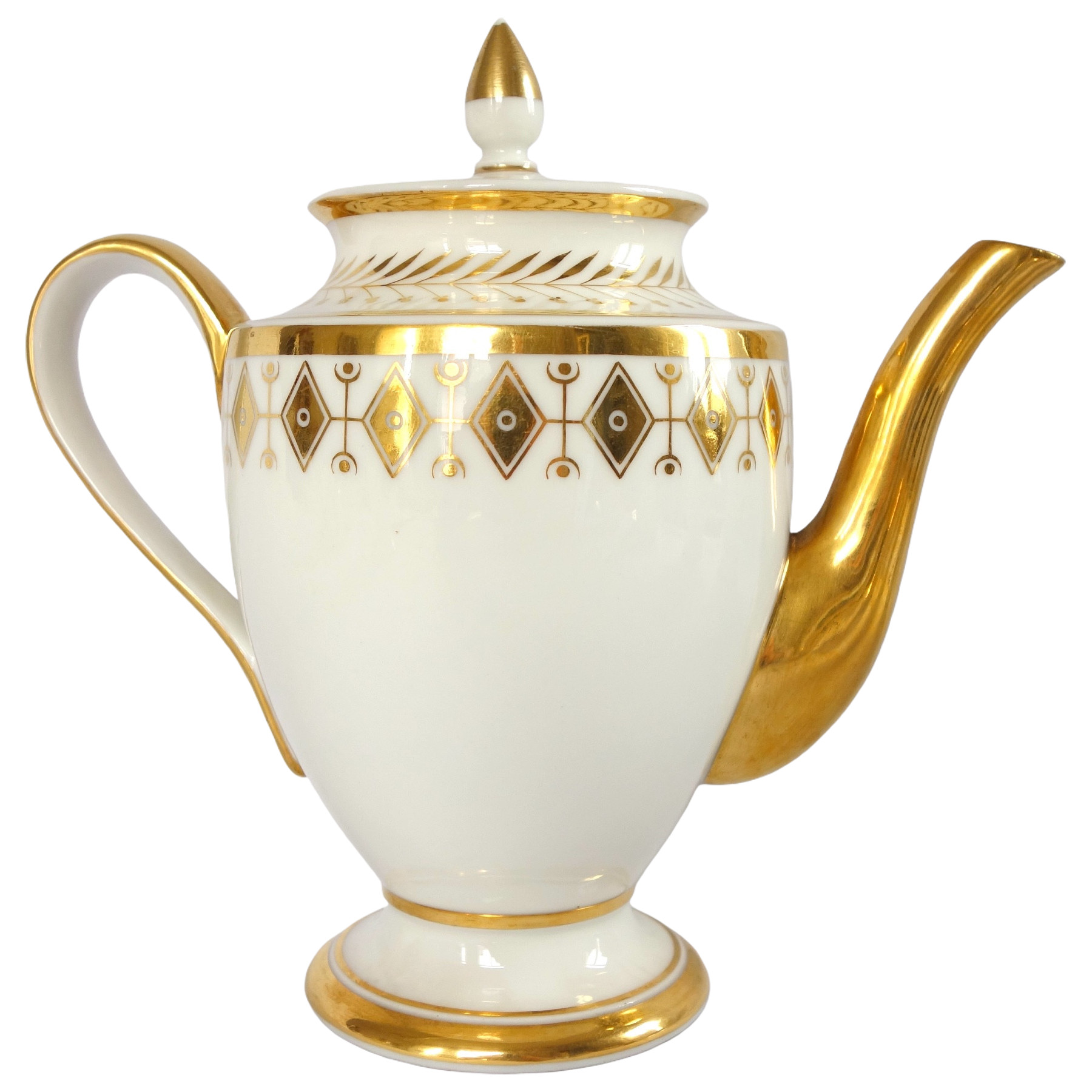 Manufacture Nast - verseuse théière en porcelaine dorée à l'or fin - époque Empire