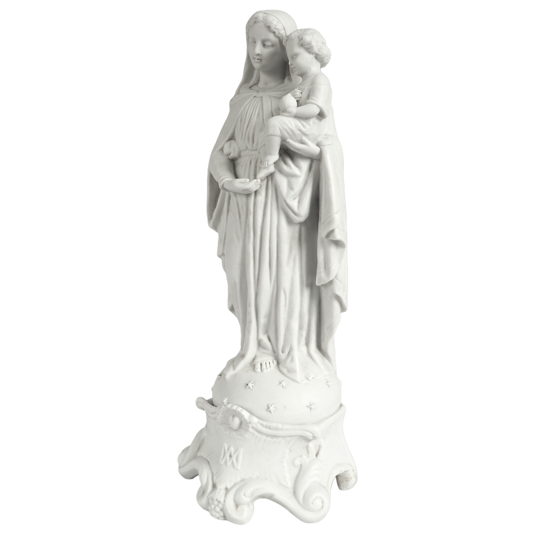 Grande Vierge à l'Enfant en biscuit de porcelaine d'époque Napoléon III