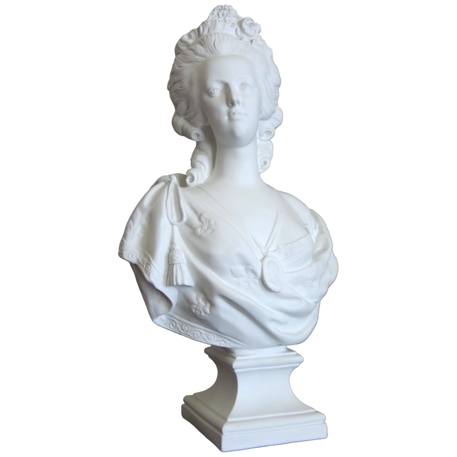 Buste de la Reine Marie-Antoinette en biscuit de porcelaine, modèle de Lecomte par Samson - 42cm