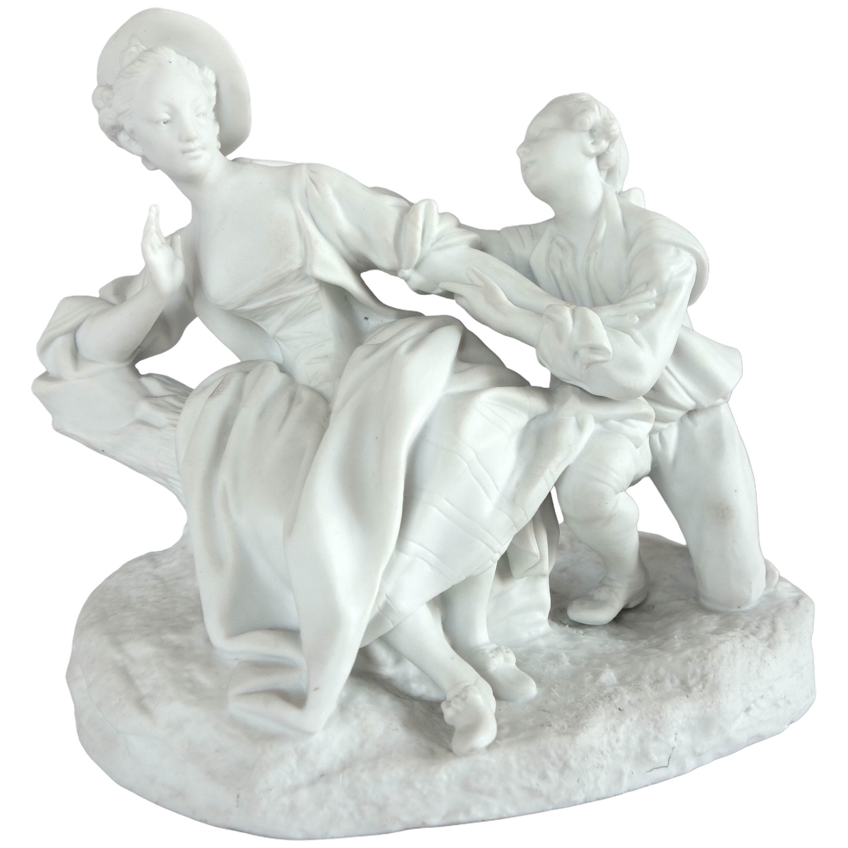 Louis XVI style porcelain biscuit showing a couple of aristocrats - 19th century