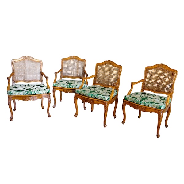 Mobilier de salon - 4 fauteuils cannés d'époque Régence Louis XV - époque XVIIIe siècle