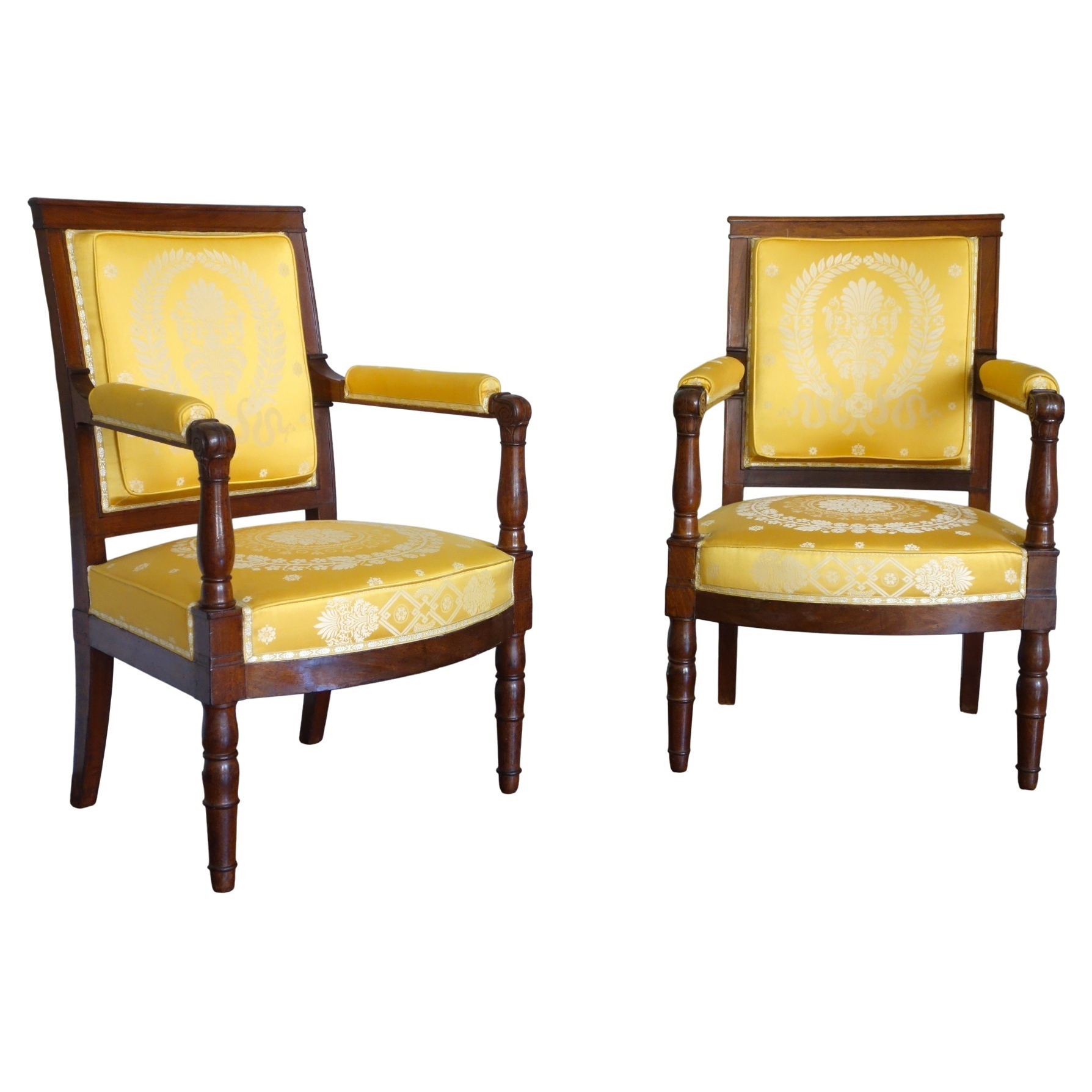 Jacob Desmalter : paire de fauteuils d'époque Empire en acajou - estampillés