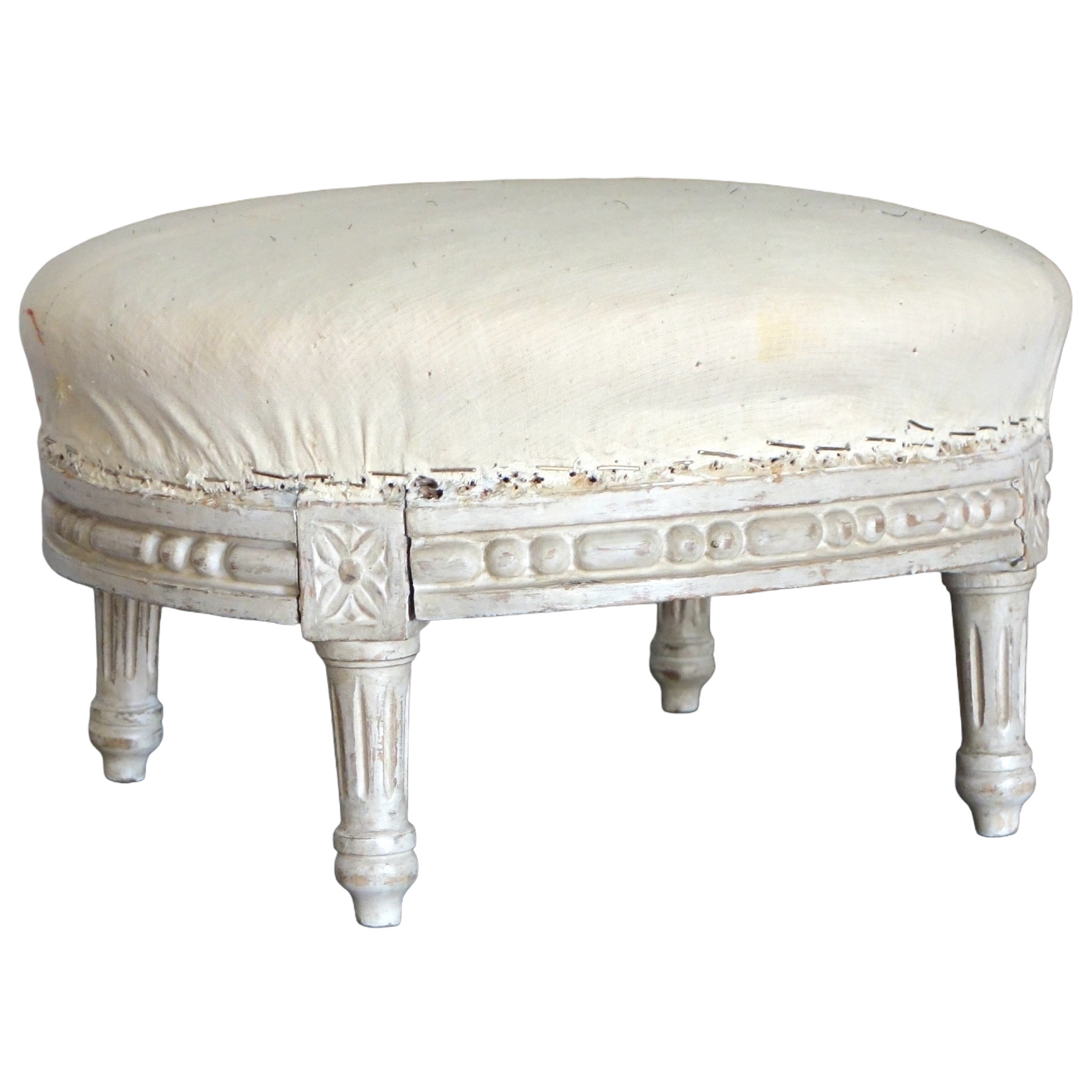 Louis XVI style lacquered wood stool - prepared to be covered with a fabric