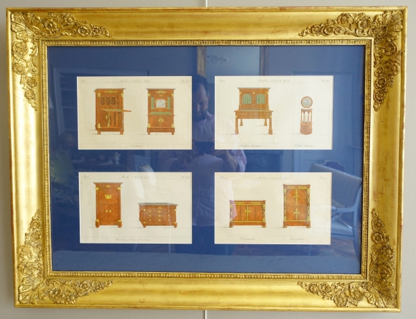 Détail — La Mésangère - Meubles et objets de goût au début XIXe, gravures polychromes, cadre bois doré